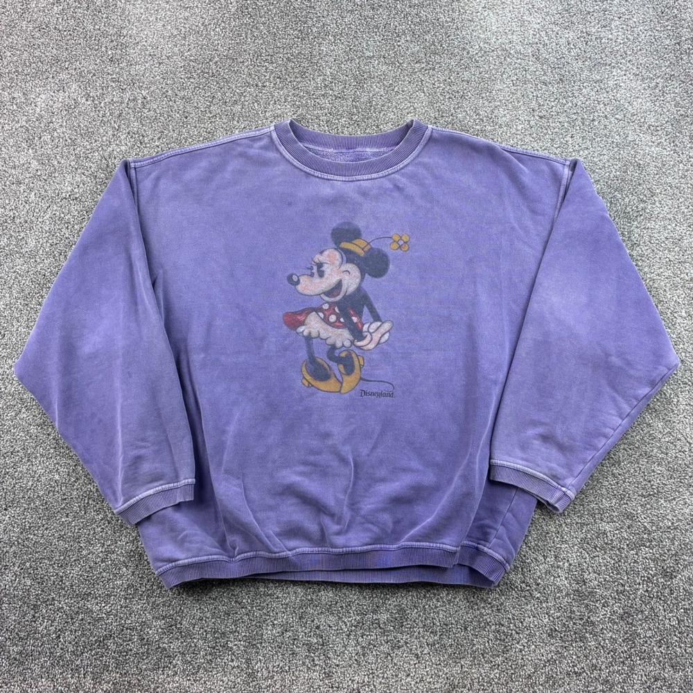 Vintage Minnie Mouse Sweatshirt Mens XL Purple Cotton Disney Mickey Disneyland
